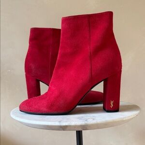 Yves Saint Laurent Bold Red Ankle Booties
